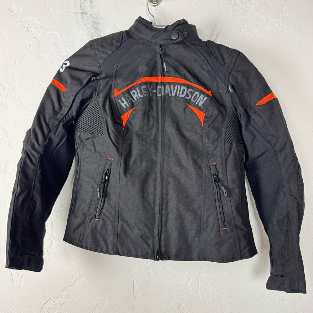 Harley Davidson Jacket Coat Killian Textile Riding Gear Motorcycle‎ Black Orange